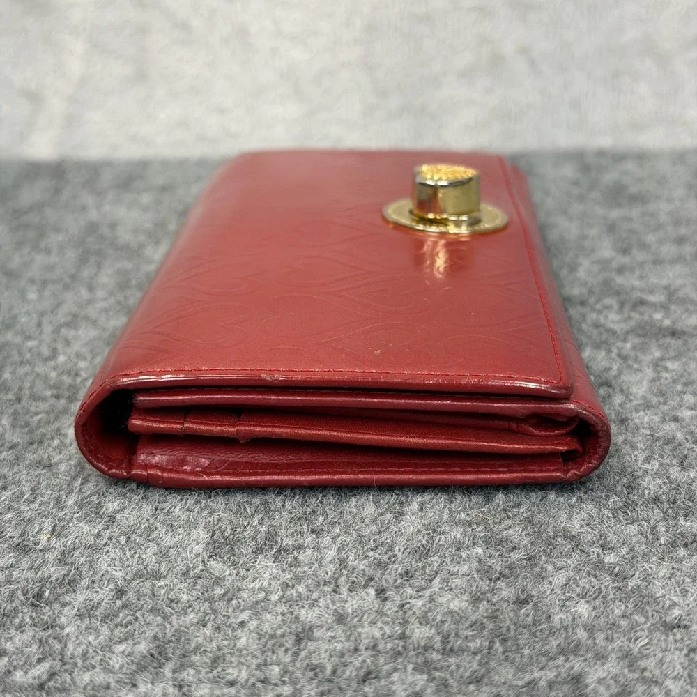 Lovcat‎ Wallet Womens Red Leather Rhinestone Heart Embossed Valentine